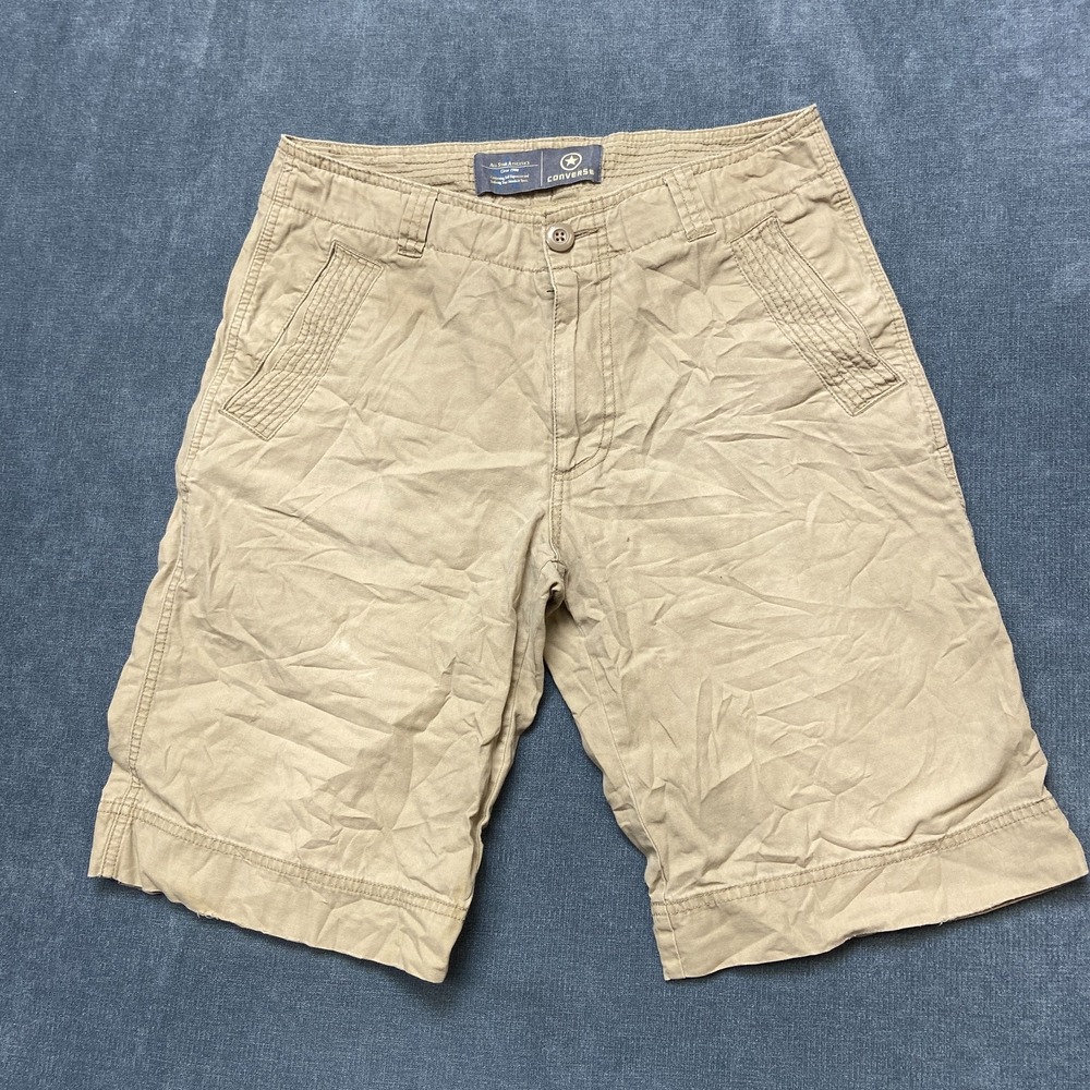 Converse All Stars Athletics Chino Shorts Mens 31 Beige Cotton Mid Rise Zip Fly